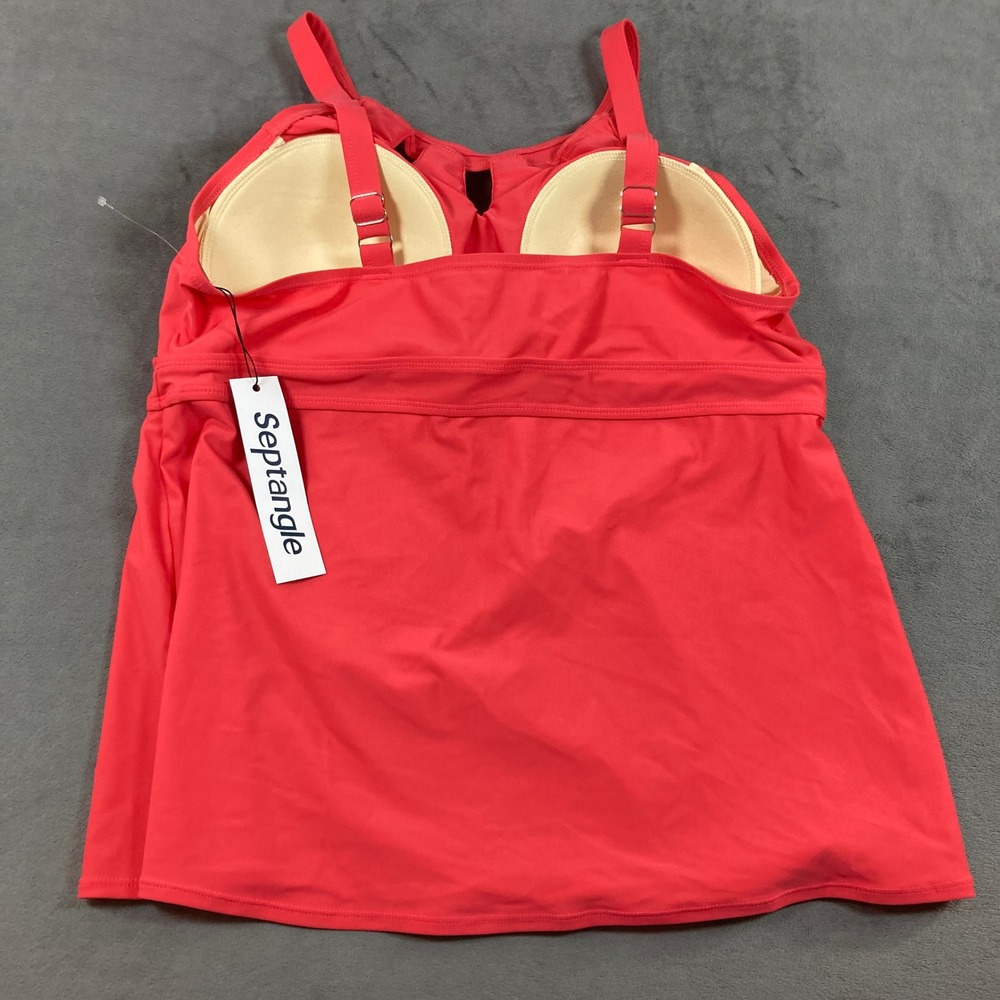 Septangle Women Coral Pink Keyhole Tankini Swim Top Size 14 new - Picture 3 of 4